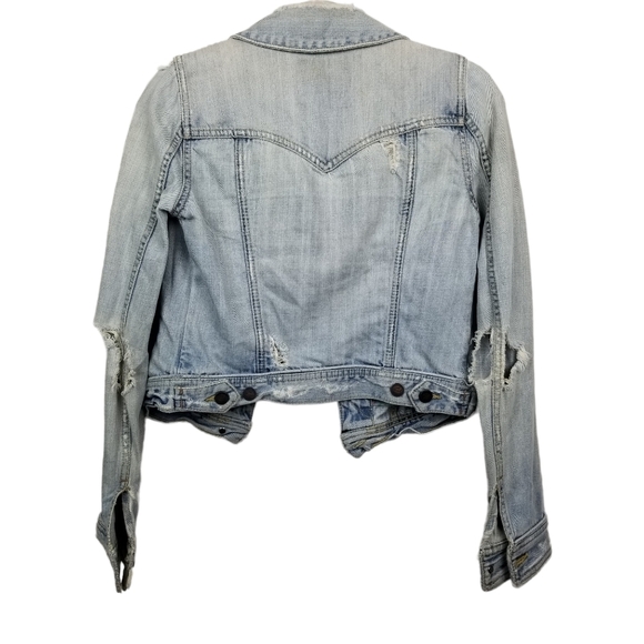 Abercrombie and Fitch Distressed Light Wash Jean Jacket Womens Size Small - Picture 4 of 8